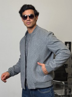 Мужской бомбер Loro Piana серого цвета