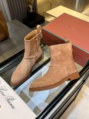Женские замшевые сапоги Loro Piana premium - Beige