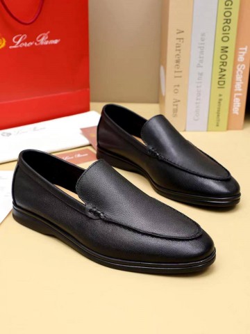 Мужские кожаные лоферы Loro Piana Summer Walk - Black