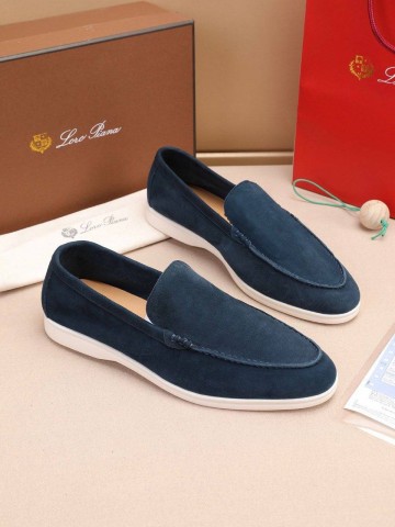 Мужские замшевые лоферы Loro Piana Summer Walk - Blue