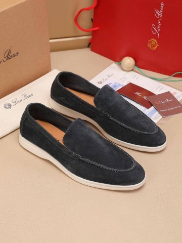 Мужские замшевые лоферы Loro Piana Summer Walk - Grey