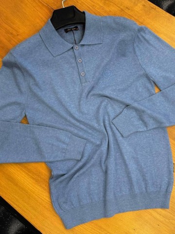 Поло с длинным рукавом Loro Piana голубого цвета