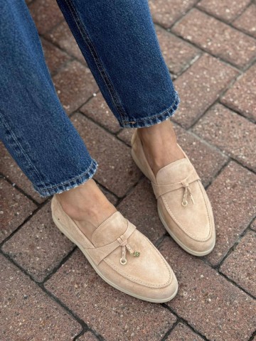 Женские замшевые лоферы Loro Piana Open Walk - Brown