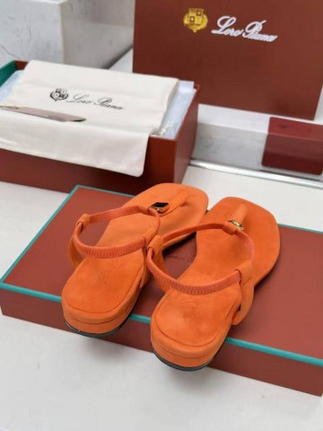Женские замшевые сандалии Loro Piana Premium - Orange