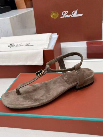 Женские замшевые сандалии Loro Piana Premium - Brown