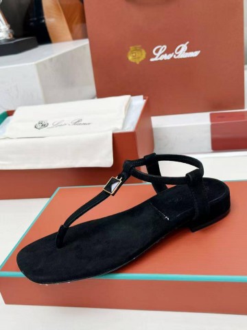 Женские замшевые сандалии Loro Piana Premium - Black