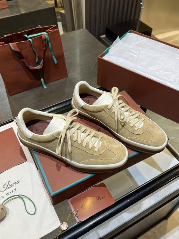 Женские замшевые кроссовки Loro Piana Premium - Beige