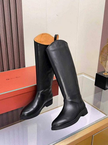 Женские кожаные сапоги Loro Piana premium - Black
