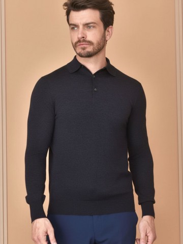 Поло с длинным рукавом Loro Piana Premium - Black Flower Gray