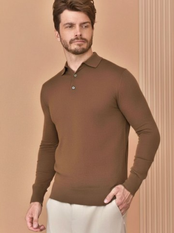 Поло с длинным рукавом Loro Piana Premium - Caramel