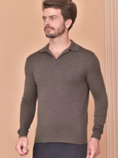 Поло с длинным рукавом Loro Piana Premium - Gray Coffee