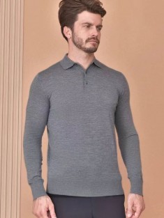 Поло с длинным рукавом Loro Piana Premium - Light Flower Gray