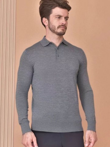 Поло с длинным рукавом Loro Piana Premium - Light Flower Gray