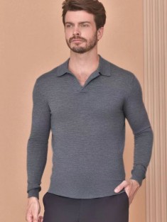 Поло с длинным рукавом Loro Piana Premium - Light Flower Gray