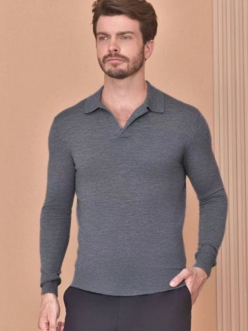 Поло с длинным рукавом Loro Piana Premium - Light Flower Gray