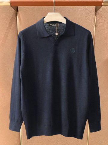 Поло с длинным рукавом Loro Piana premium - Navy