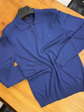 Поло с длинным рукавом Loro Piana цвета индиго