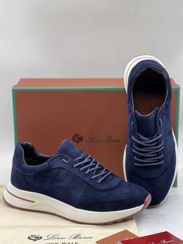 Замшевые кроссовки Loro Piana синего цвета