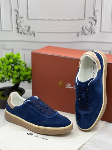 Замшевые кроссовки Loro Piana Tennis Walk - Navy