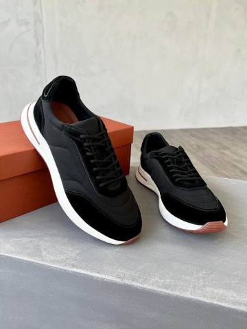 Замшевые кроссовки Loro Piana Week End Walk - Black