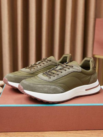 Замшевые кроссовки Loro Piana Week End Walk - Green