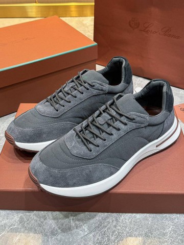 Замшевые кроссовки Loro Piana Week End Walk - Grey