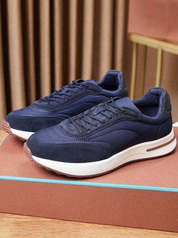 Замшевые кроссовки Loro Piana Week End Walk - Navy