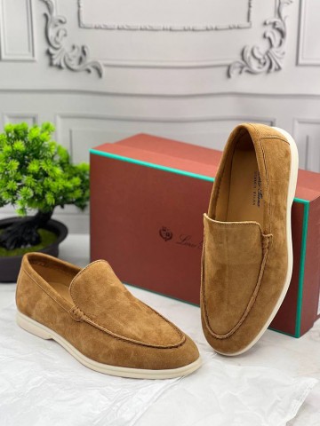 Замшевые лоферы Loro Piana Summer Walk - Beige