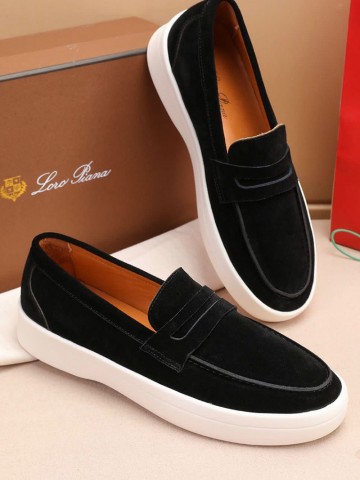 Замшевые лоферы Loro Piana Summer Walk - Black