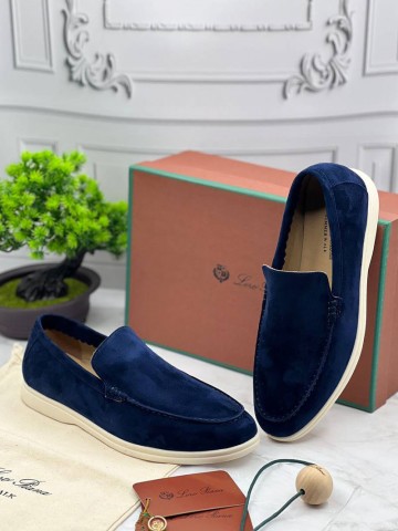 Замшевые лоферы Loro Piana Summer Walk - Blue