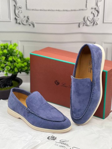 Замшевые лоферы Loro Piana Summer Walk - Blue