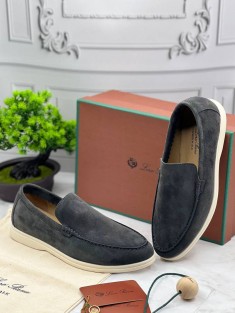 Замшевые лоферы Loro Piana Summer Walk - Grey