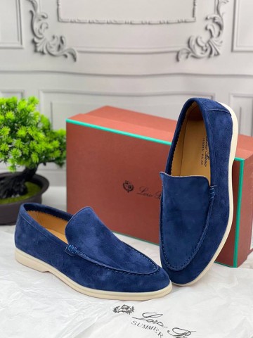 Замшевые лоферы Loro Piana Summer Walk - Navy