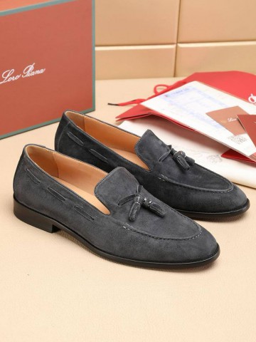 Замшевые лоферы Loro Piana tassel - Grey
