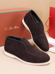 Замшевые лоферы с мехом Loro Piana Open Walk - Brown