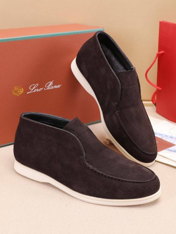 Замшевые лоферы с мехом Loro Piana Open Walk - Brown