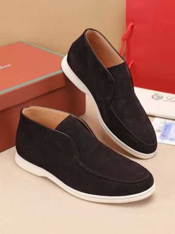 Замшевые лоферы с меховой стелькой Loro Piana Open Walk - Brown