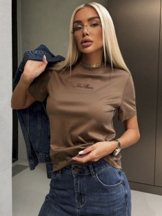 Женская базовая футболка Loro Piana premium - Brown