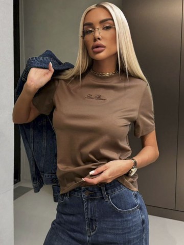 Женская базовая футболка Loro Piana premium - Brown