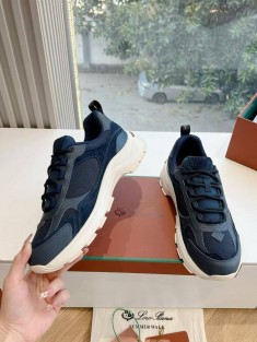 Женские кожаные кроссовки Loro Piana Premium - Blue