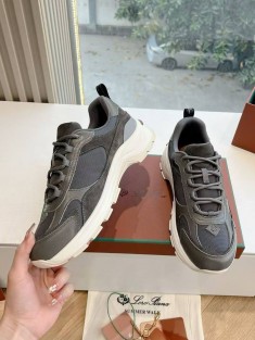 Женские кожаные кроссовки Loro Piana Premium - Grey