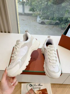 Женские кожаные кроссовки Loro Piana Premium - White