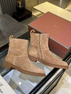 Женские замшевые сапоги Loro Piana premium - Beige