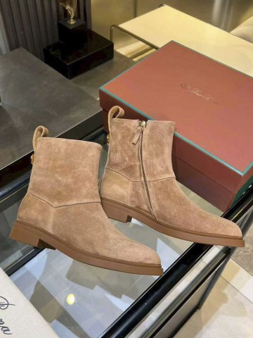 Женские замшевые сапоги Loro Piana premium - Beige