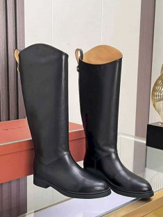 Женские кожаные сапоги Loro Piana premium - Black