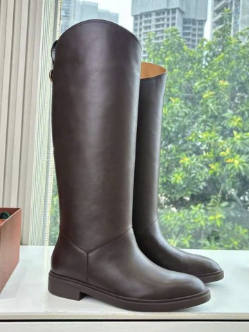 Женские кожаные сапоги Loro Piana premium - Brown