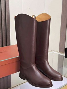 Женские кожаные сапоги Loro Piana premium - Brown