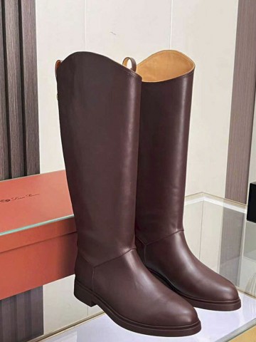 Женские кожаные сапоги Loro Piana premium - Brown