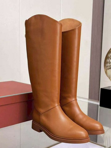 Женские кожаные сапоги Loro Piana premium - Chestnut