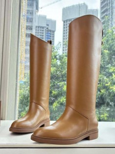 Женские кожаные сапоги Loro Piana premium - Chestnut